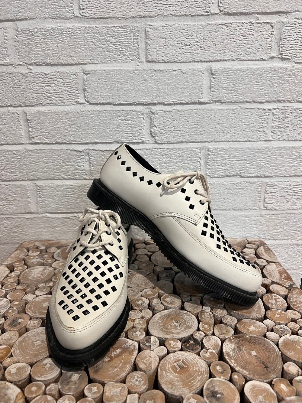 Dr. Martens Women's White Laser-Cut Derby Shoes
